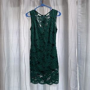 Forest Green Lace Mini Dress